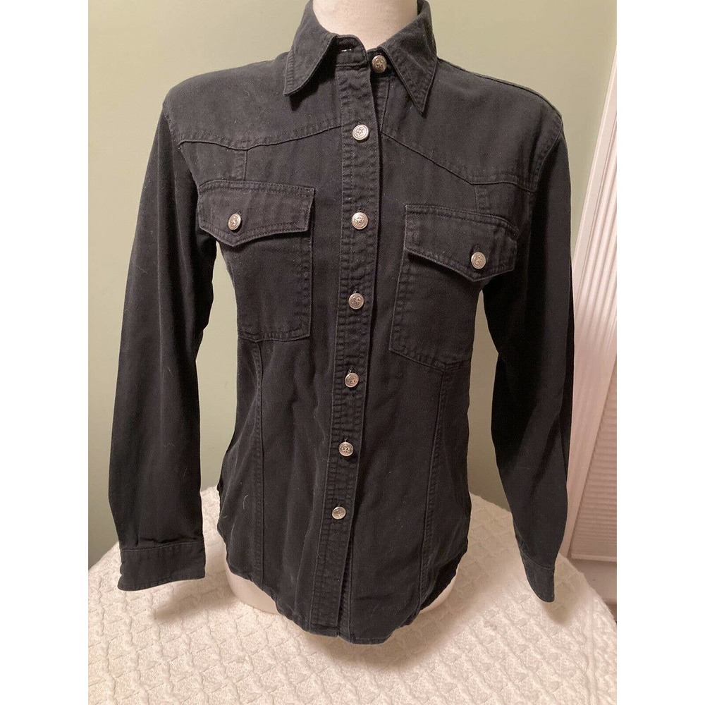 Embroidered Harley Davidson Motorcycles Button Shirt Wonens Ladies S Small Black